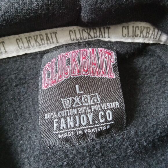 Clickbait Black Embroidered Drawstring Hooded Sweatshirt David Dobrik Size Large - Picture 3 of 12